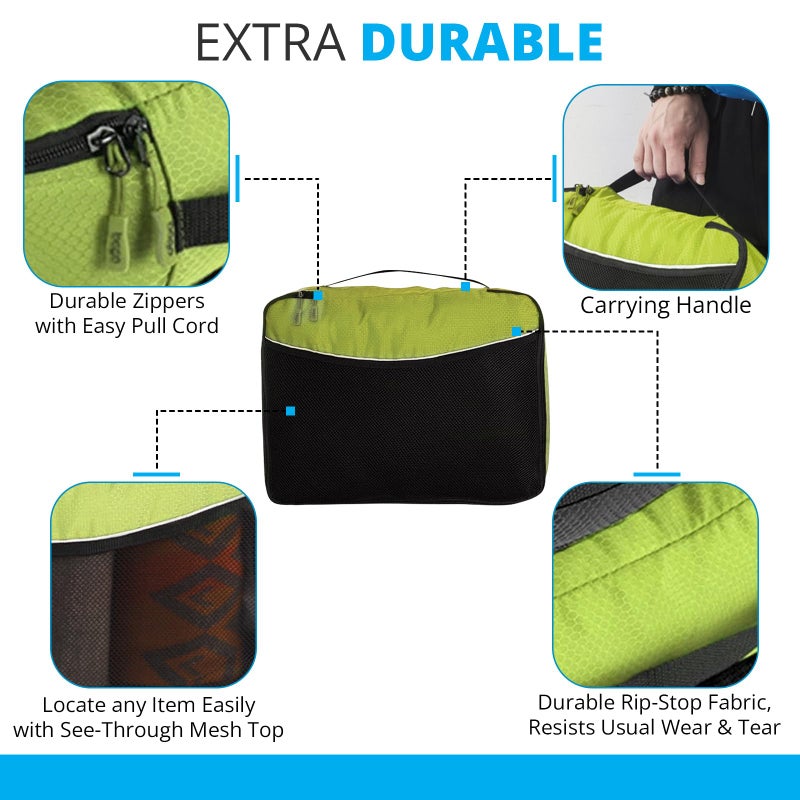 bago 8 Pcs Packing Cubes for Travel - 5 Travel Packing Cubes for Suitcases with 3 ZipLock Bags - Luggage Organizer Bags to Get Maximum Storage, Save Time & Effort to Pack (Green Red Purple Yellow) - Image 3